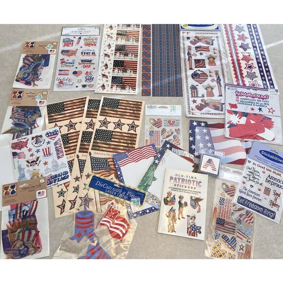 LOT PATRIOTIC 4TH OF JULY USA Veterans Patriotic Stickers And Mixed Scrapbooking - Picture 1 of 10